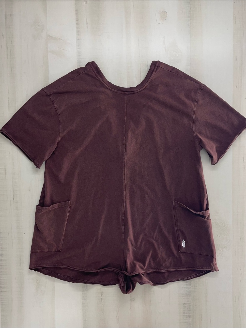 FREE PEOPLE MOVEMENT romper playsuit M maroon red lounge travel